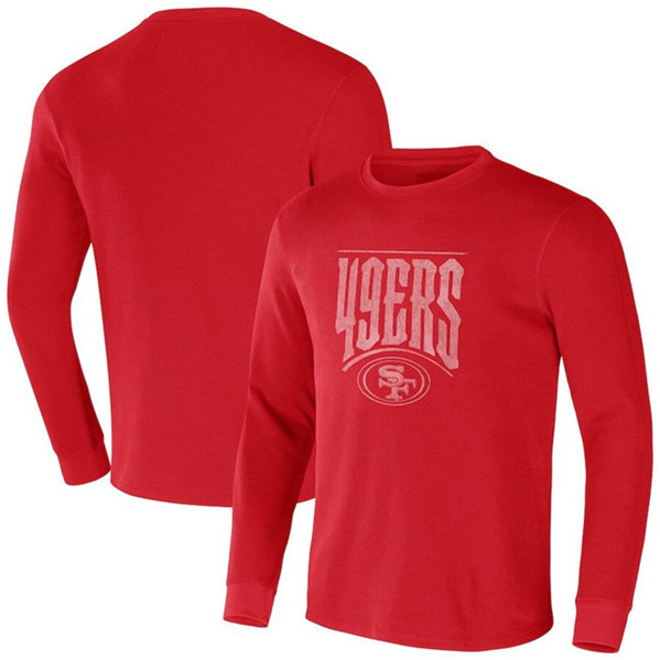 Men's San Francisco 49ers Darius Rucker Collection Scarlet Long Sleeve Thermal T-Shirt - Click Image to Close